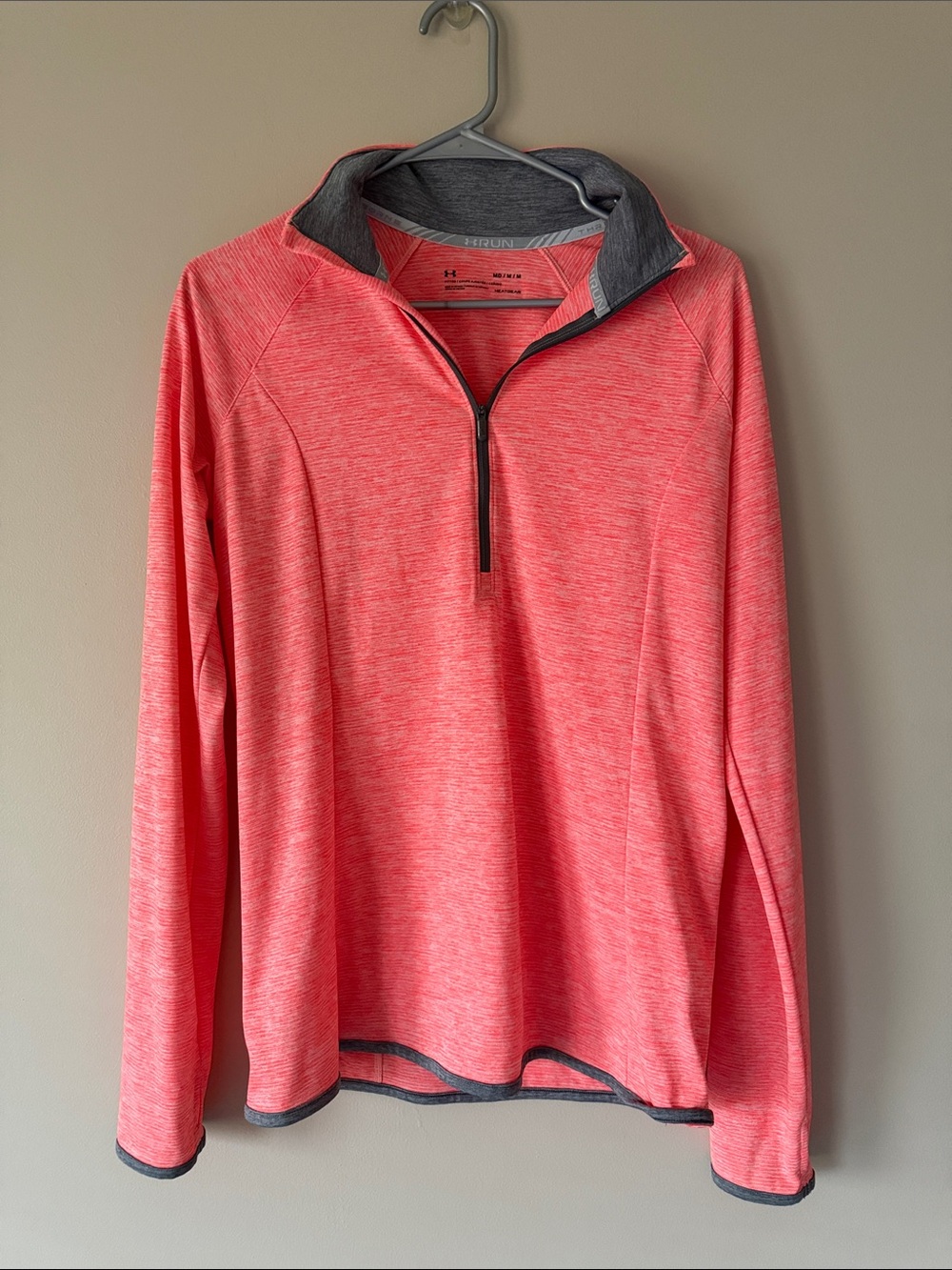 Under Armour Coral Heather Quarter-Zip Running Top Medium